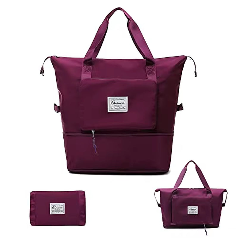 Large Capacity Foldable Travel Bag, Expandable Portable Carry on Bag, Dry and Wet Separation, Waterproof Sports Duffel Bags