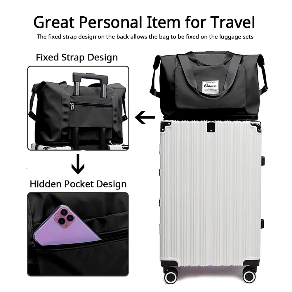 Large Capacity Foldable Travel Bag, Expandable Portable Carry on Bag, Dry and Wet Separation, Waterproof Sports Duffel Bags