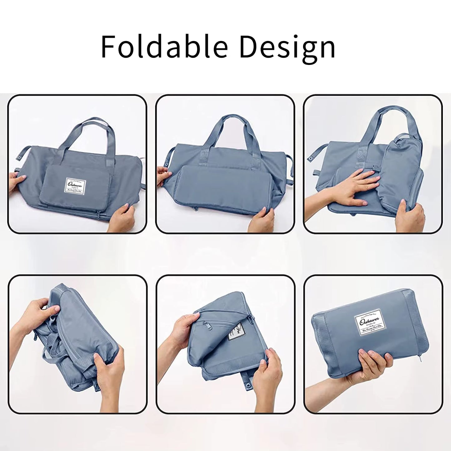 Large Capacity Foldable Travel Bag, Expandable Portable Carry on Bag, Dry and Wet Separation, Waterproof Sports Duffel Bags