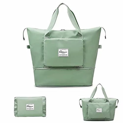 Large Capacity Foldable Travel Bag, Expandable Portable Carry on Bag, Dry and Wet Separation, Waterproof Sports Duffel Bags